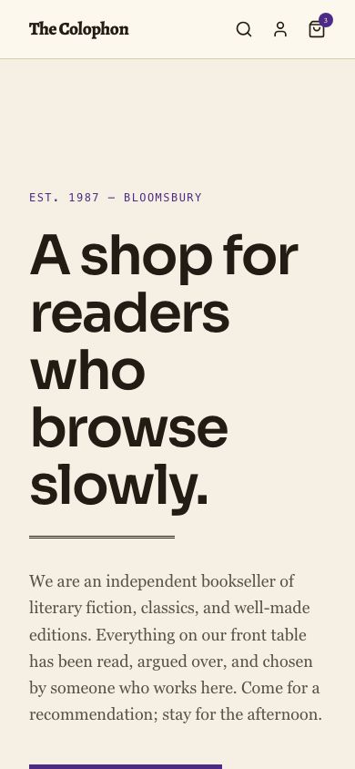 Bookstore Website Template — responsive mobile layout