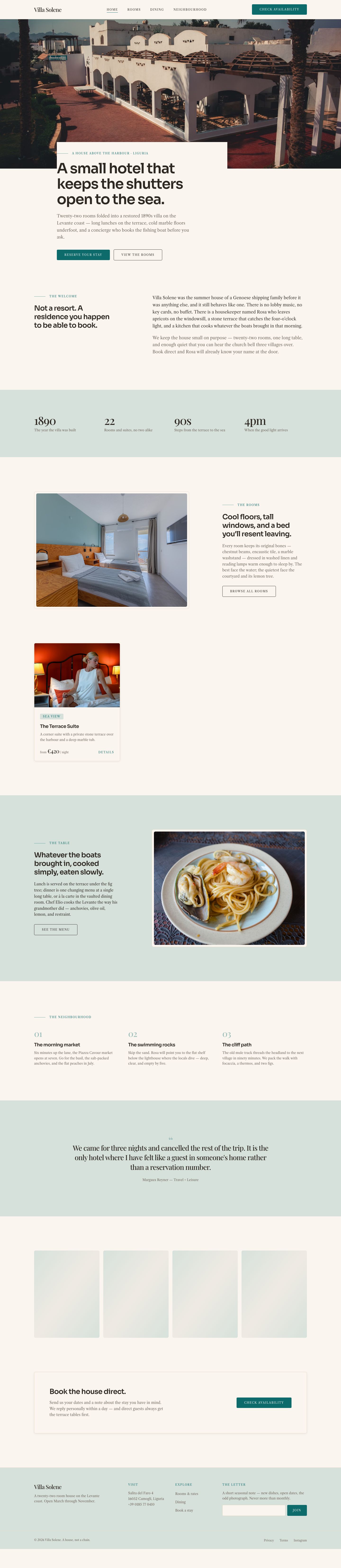 Boutique Hotel Website Template — full page preview