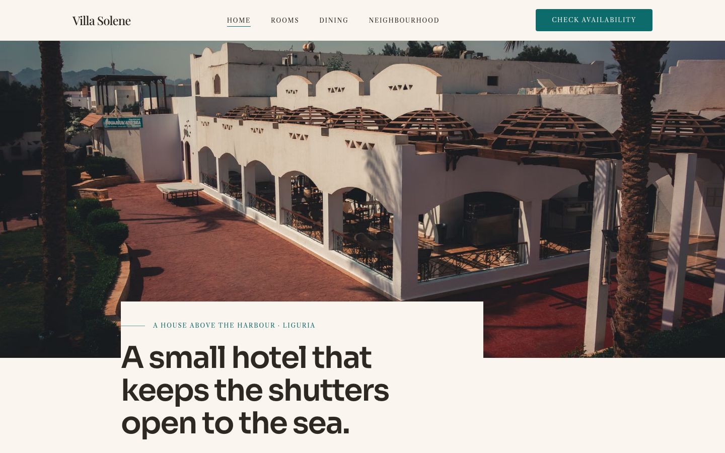 Boutique Hotel Website Template — home page screenshot
