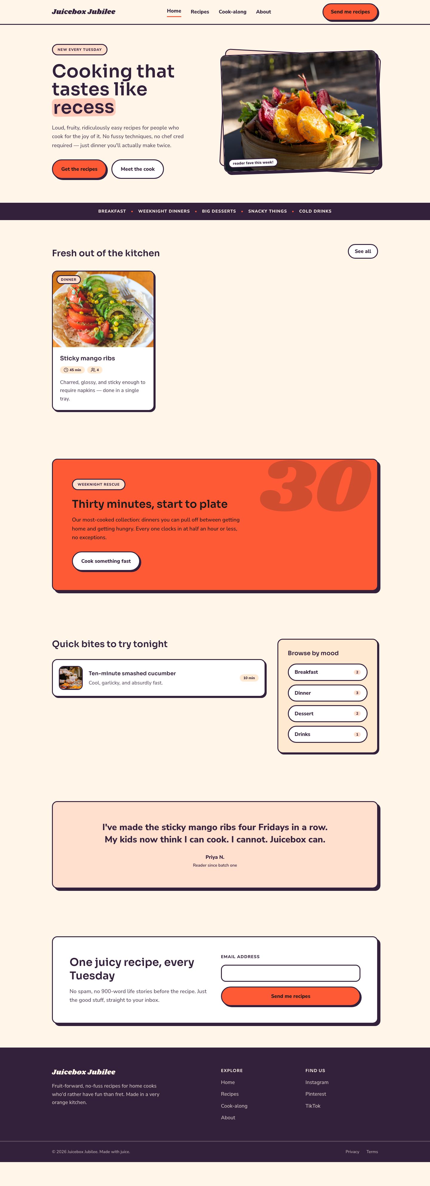 Recipe Blog Template — full page preview
