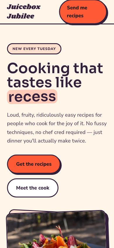 Recipe Blog Template — responsive mobile layout