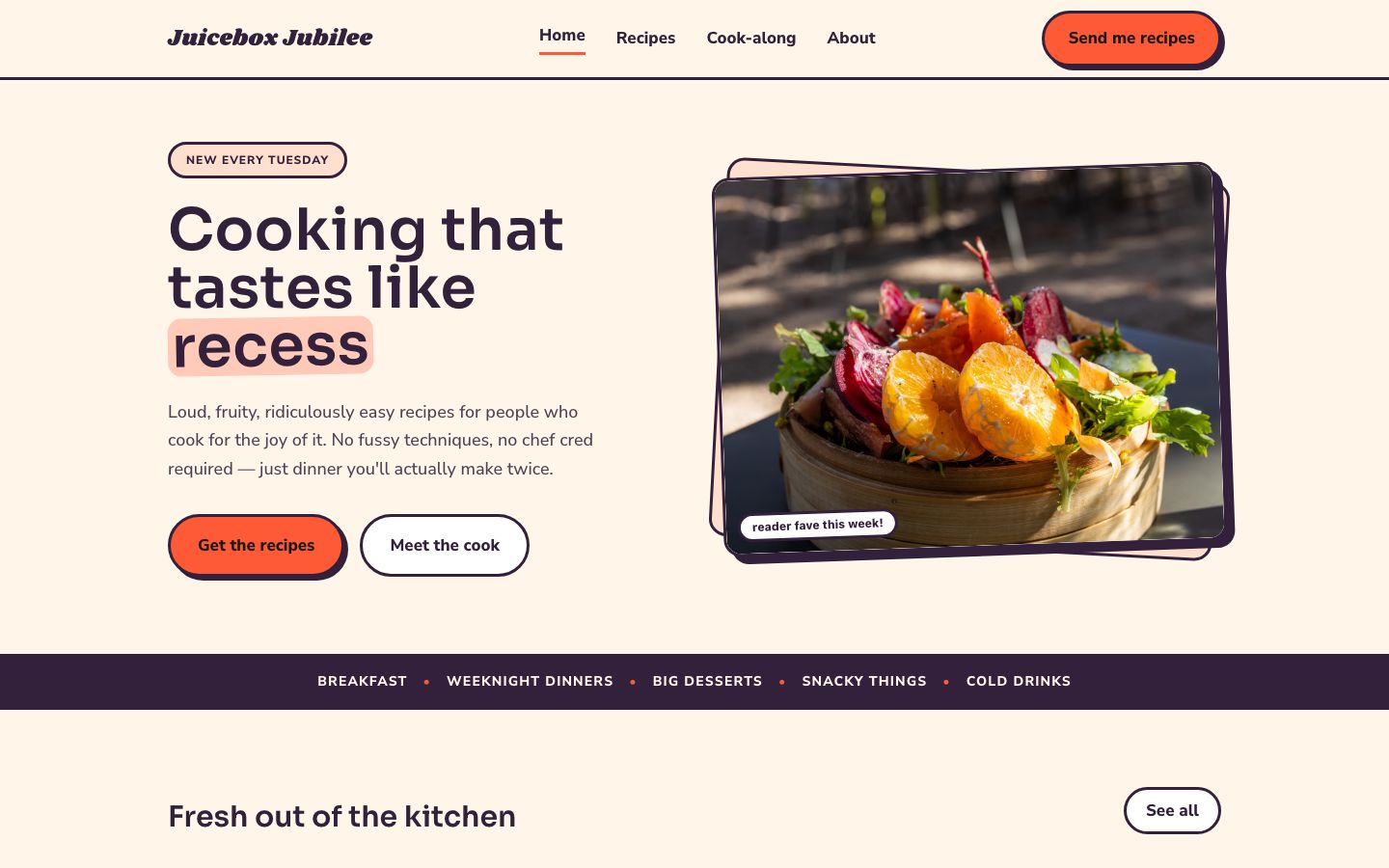 Recipe Blog Template — home page screenshot