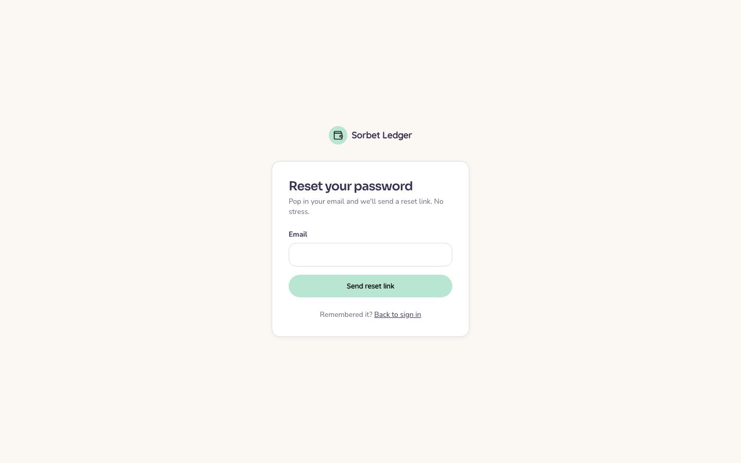 Budget App UI Template — forgot password page screenshot