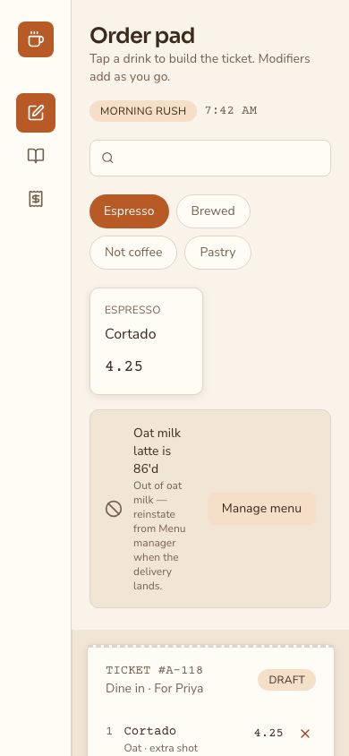 Cafe POS System UI Template — responsive mobile layout