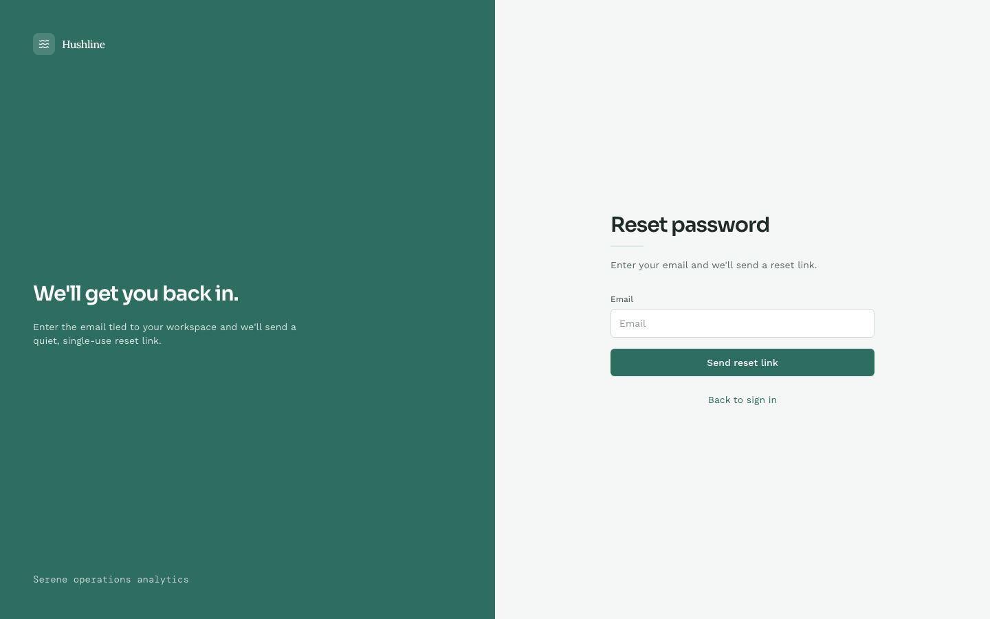 Call Center Dashboard Template — forgot password page screenshot