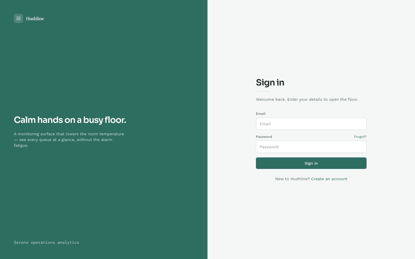 Call Center Dashboard Template — login page screenshot