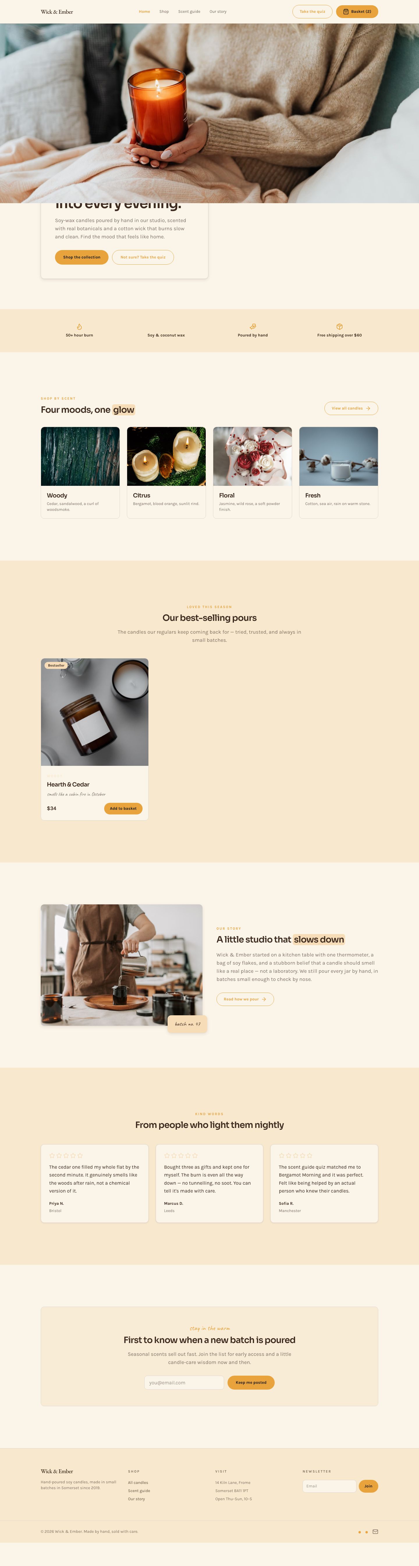 Candle Website Template — full page preview