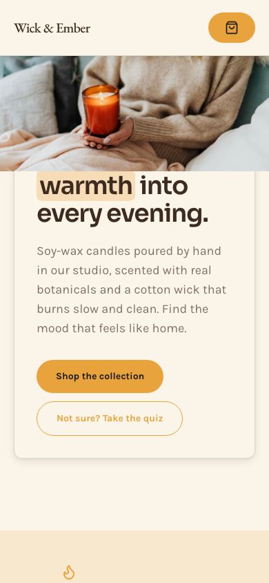 Candle Website Template — responsive mobile layout