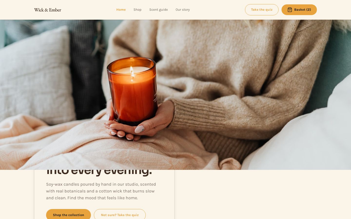 Candle Website Template — home page screenshot