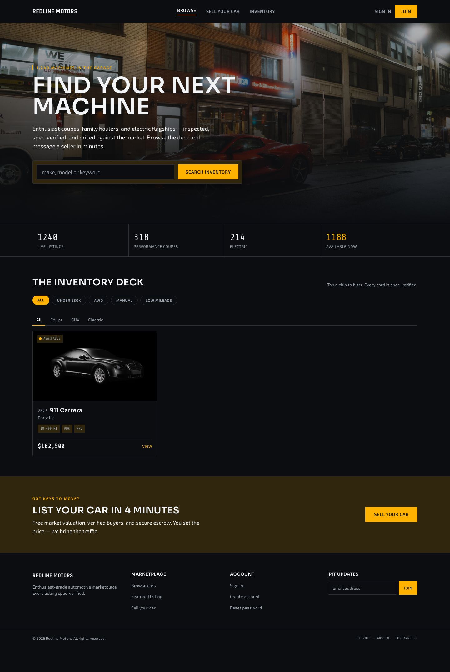 Car Marketplace App Template — full page preview