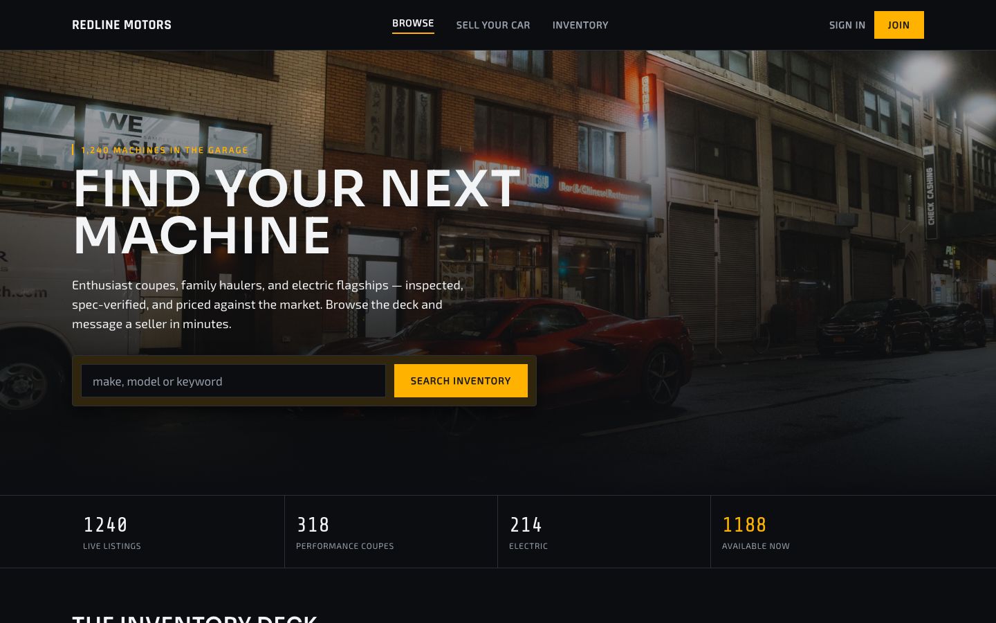 Car Marketplace App Template — home page screenshot