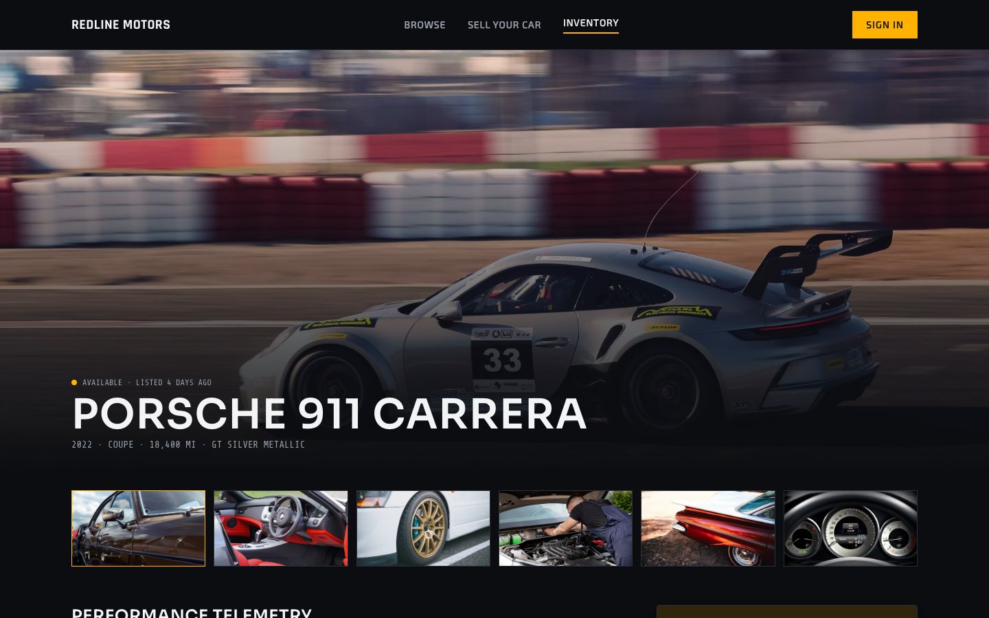 Car Marketplace App Template — listing page screenshot