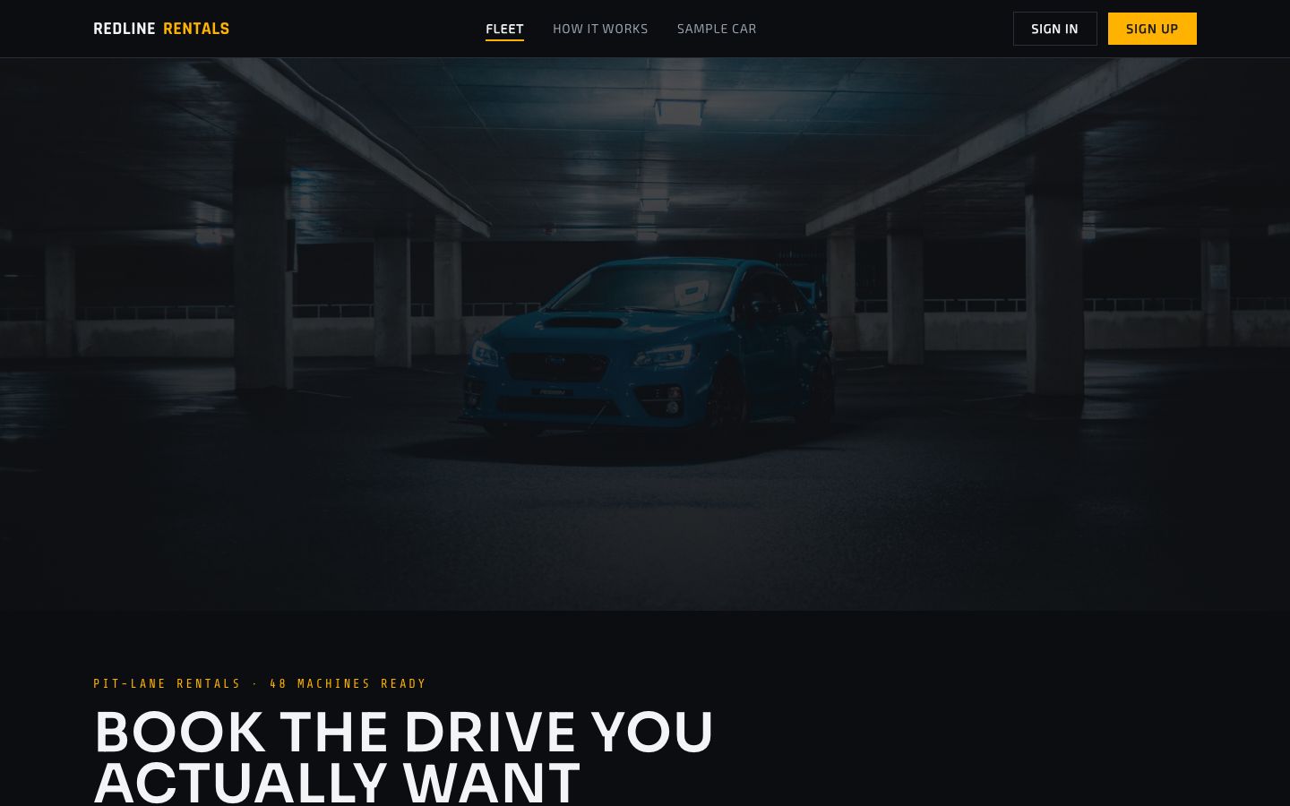 Car Rental Booking Template — home page screenshot