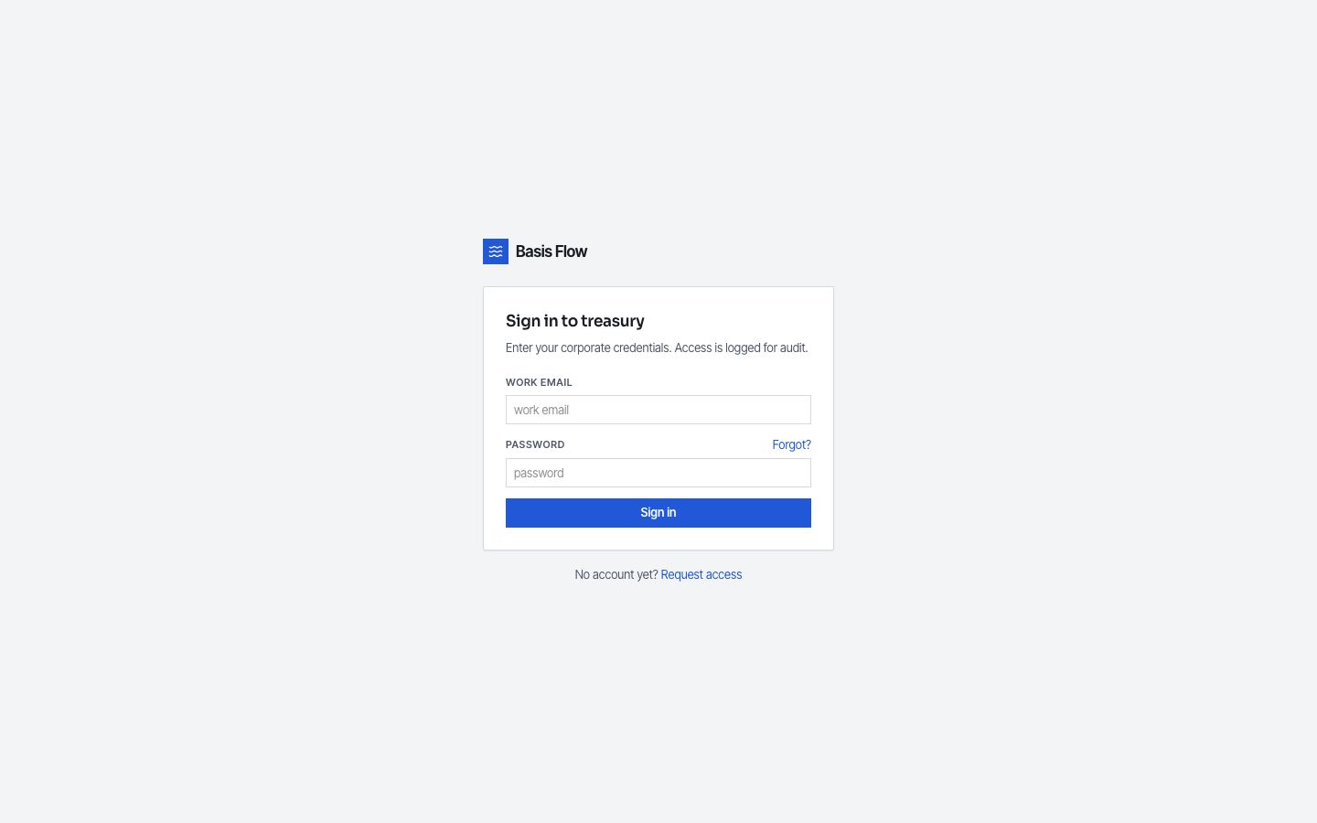 Cash Flow Dashboard Template — login page screenshot