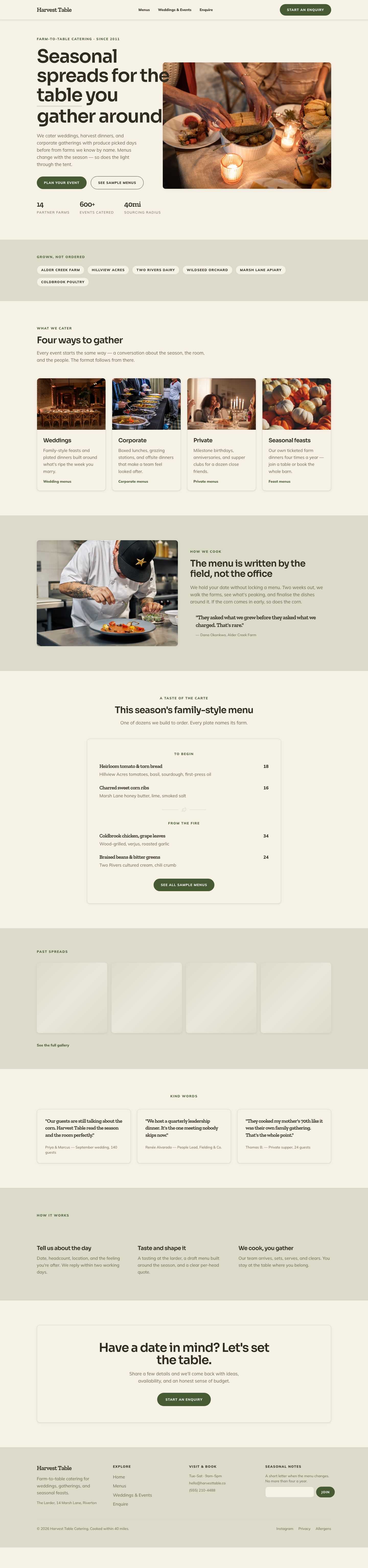 Catering Website Template — full page preview