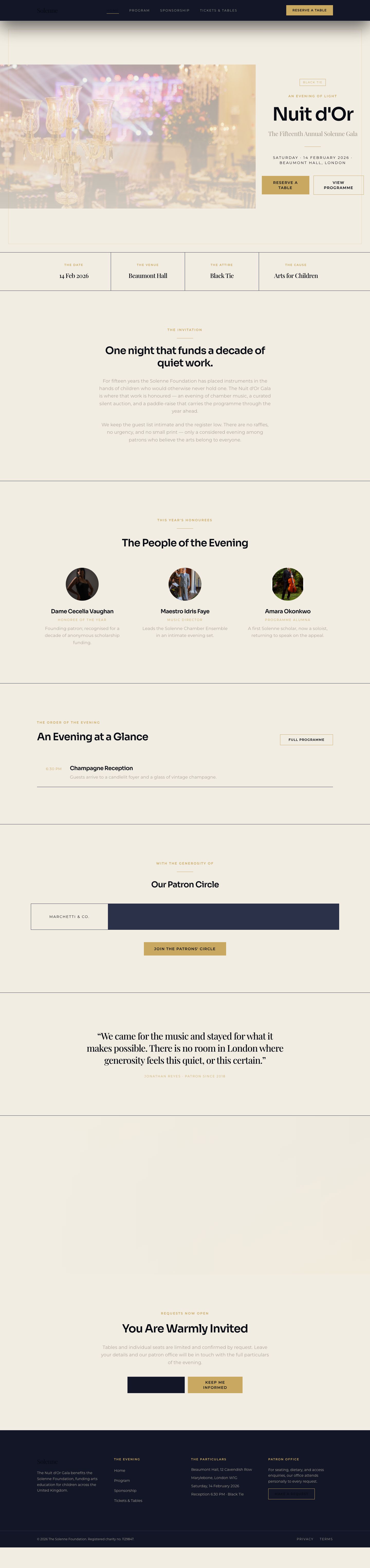 Charity Gala Website Template — full page preview