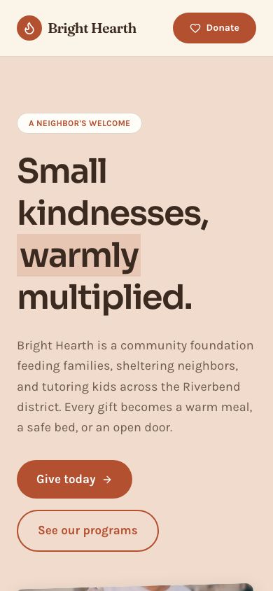 Nonprofit Website Template — responsive mobile layout