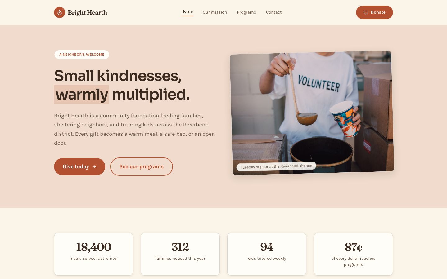 Nonprofit Website Template — home page screenshot