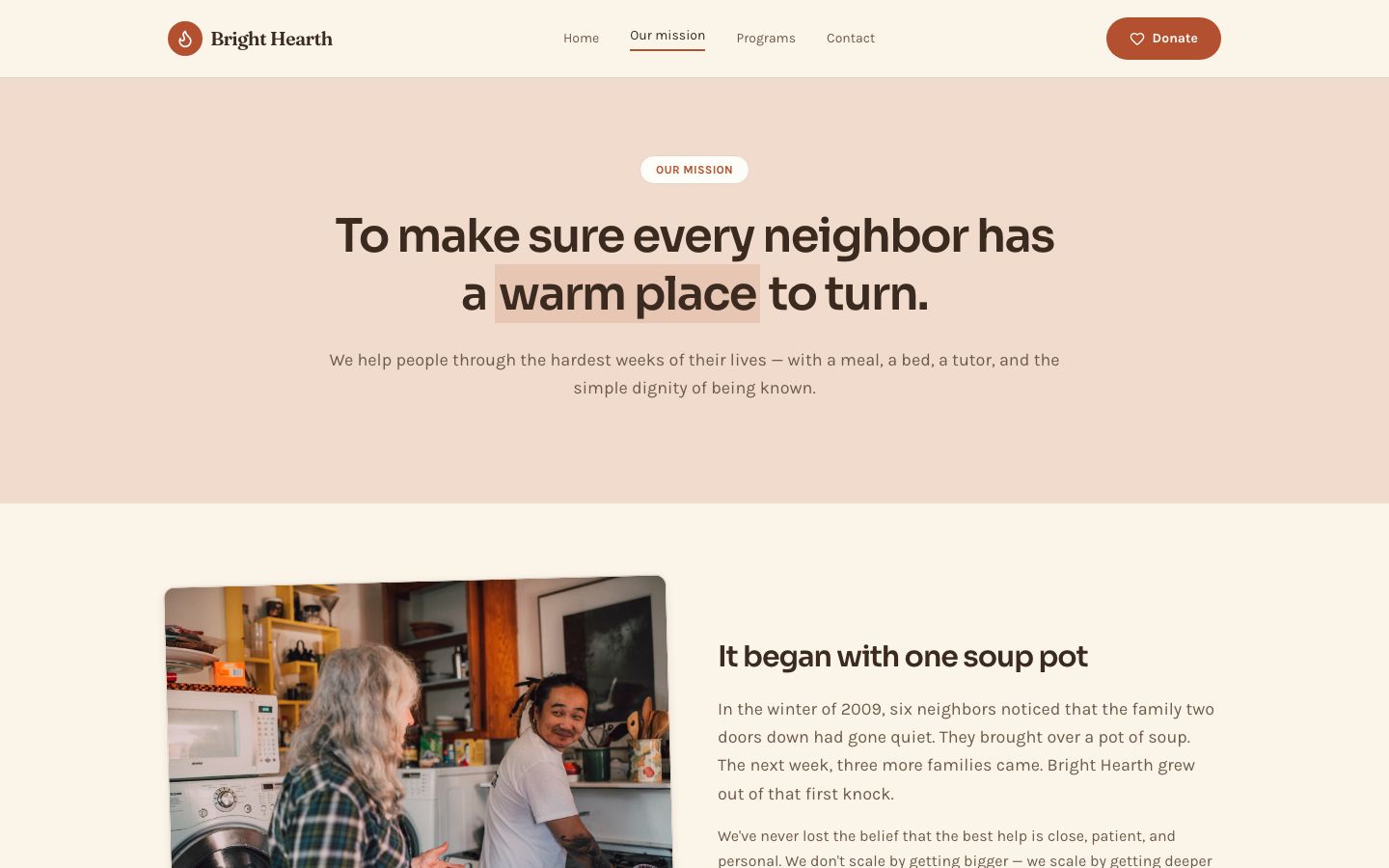 Nonprofit Website Template — mission page screenshot