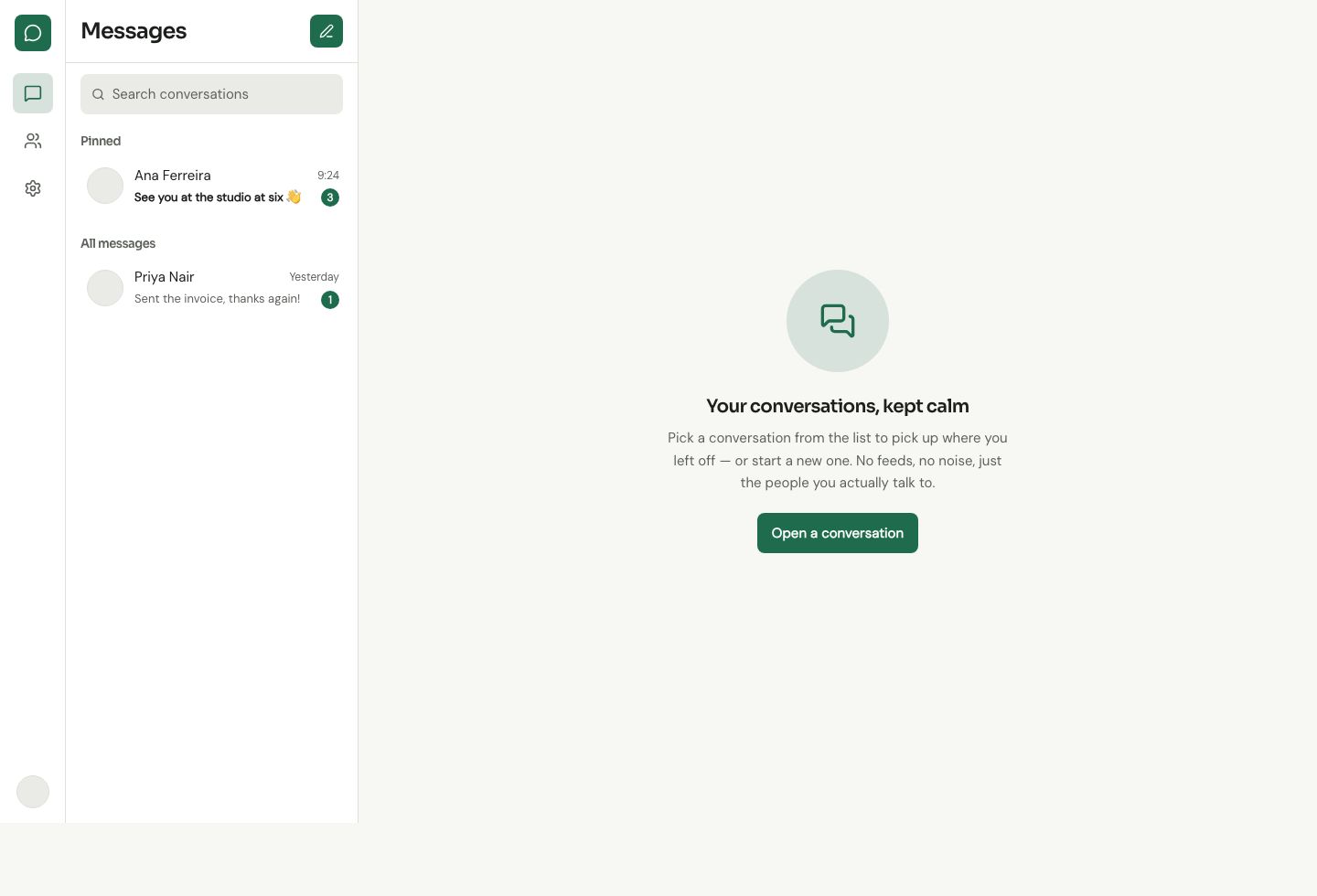 Chat App UI Template — full page preview
