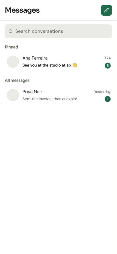 Chat App UI Template — responsive mobile layout