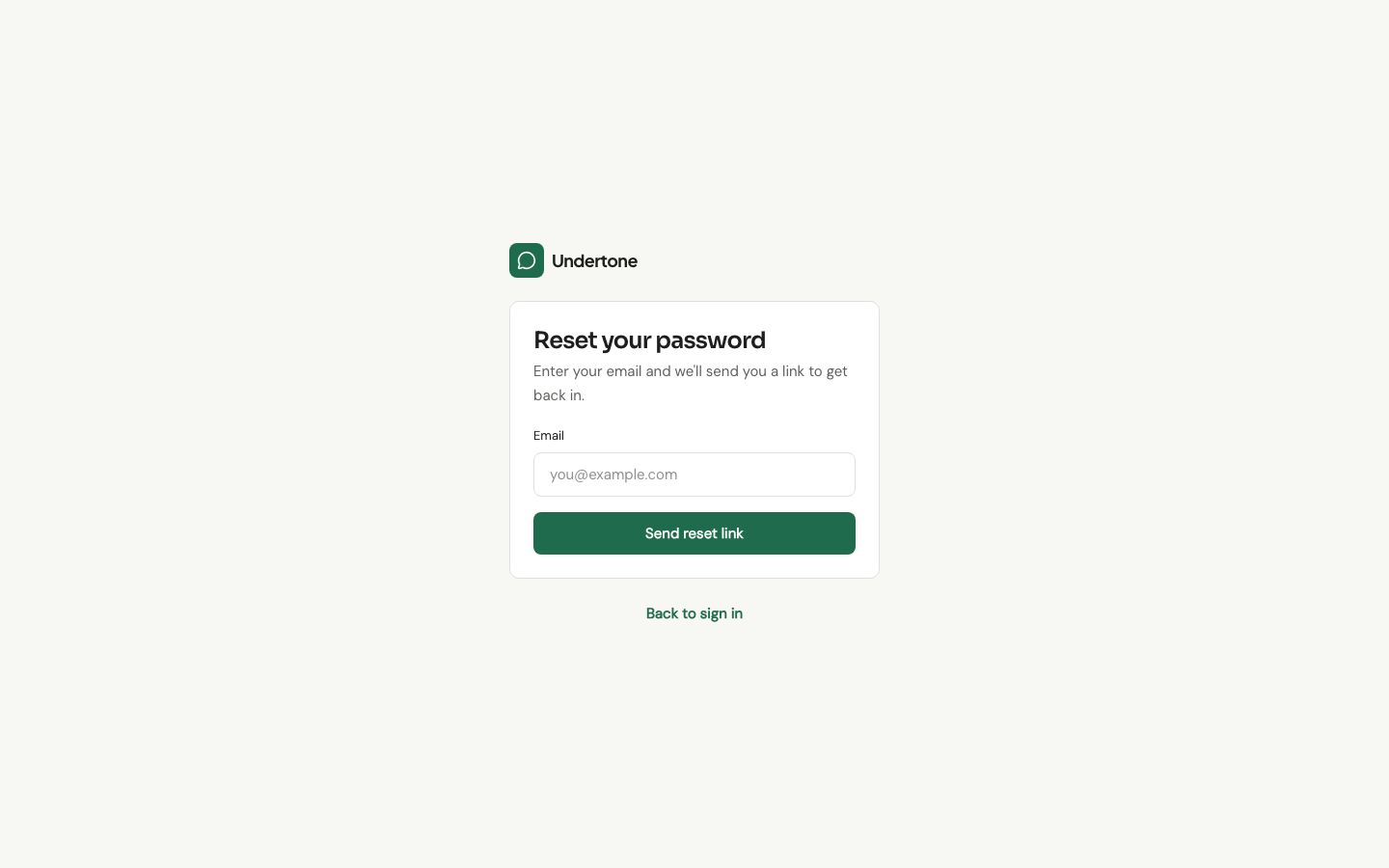 Chat App UI Template — forgot password page screenshot