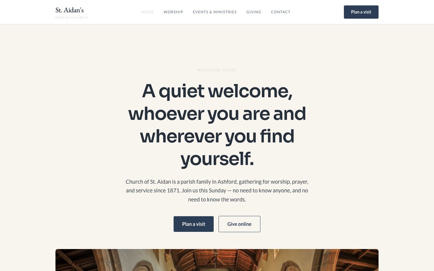 Church Website Template — home page screenshot