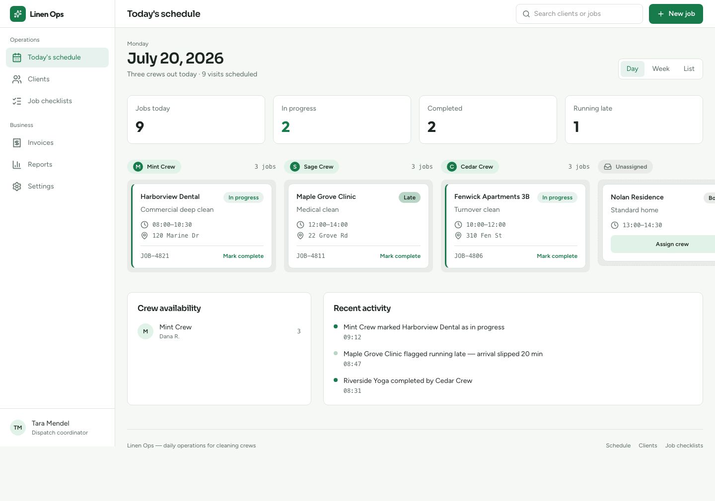 Cleaning Business Software Template — full page preview