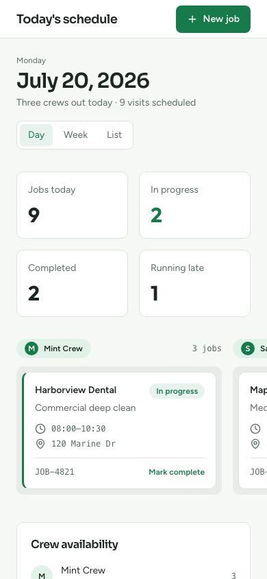Cleaning Business Software Template — responsive mobile layout