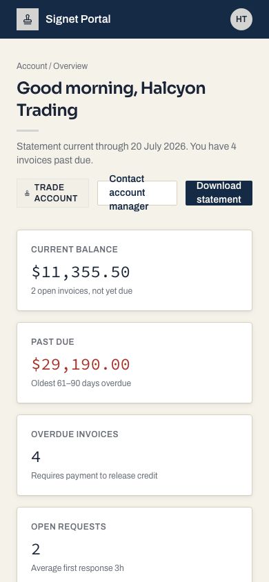 Client Portal UI Template — responsive mobile layout