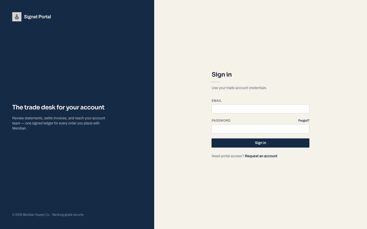 Client Portal UI Template — login page screenshot