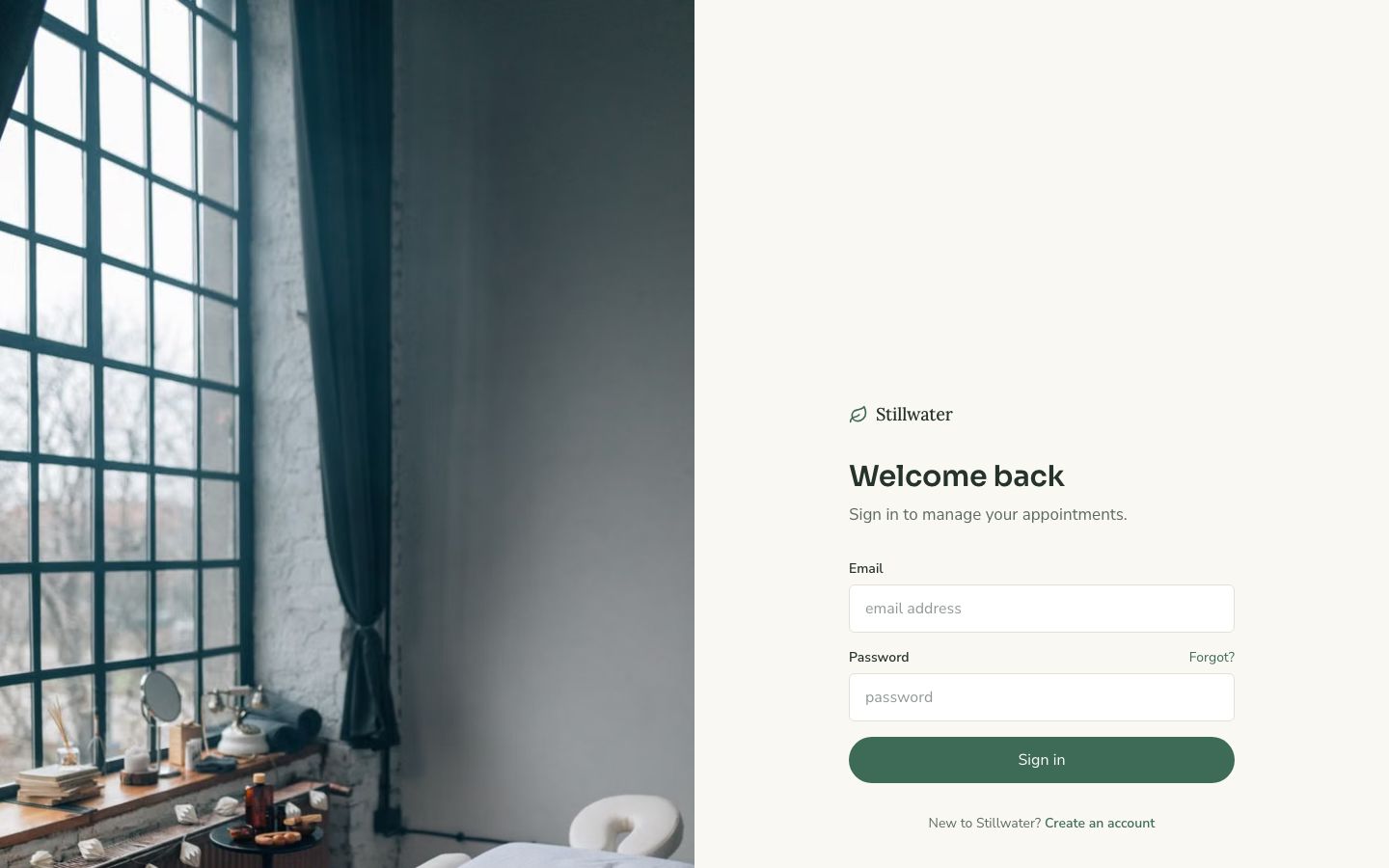 Clinic Booking App Template — login page screenshot
