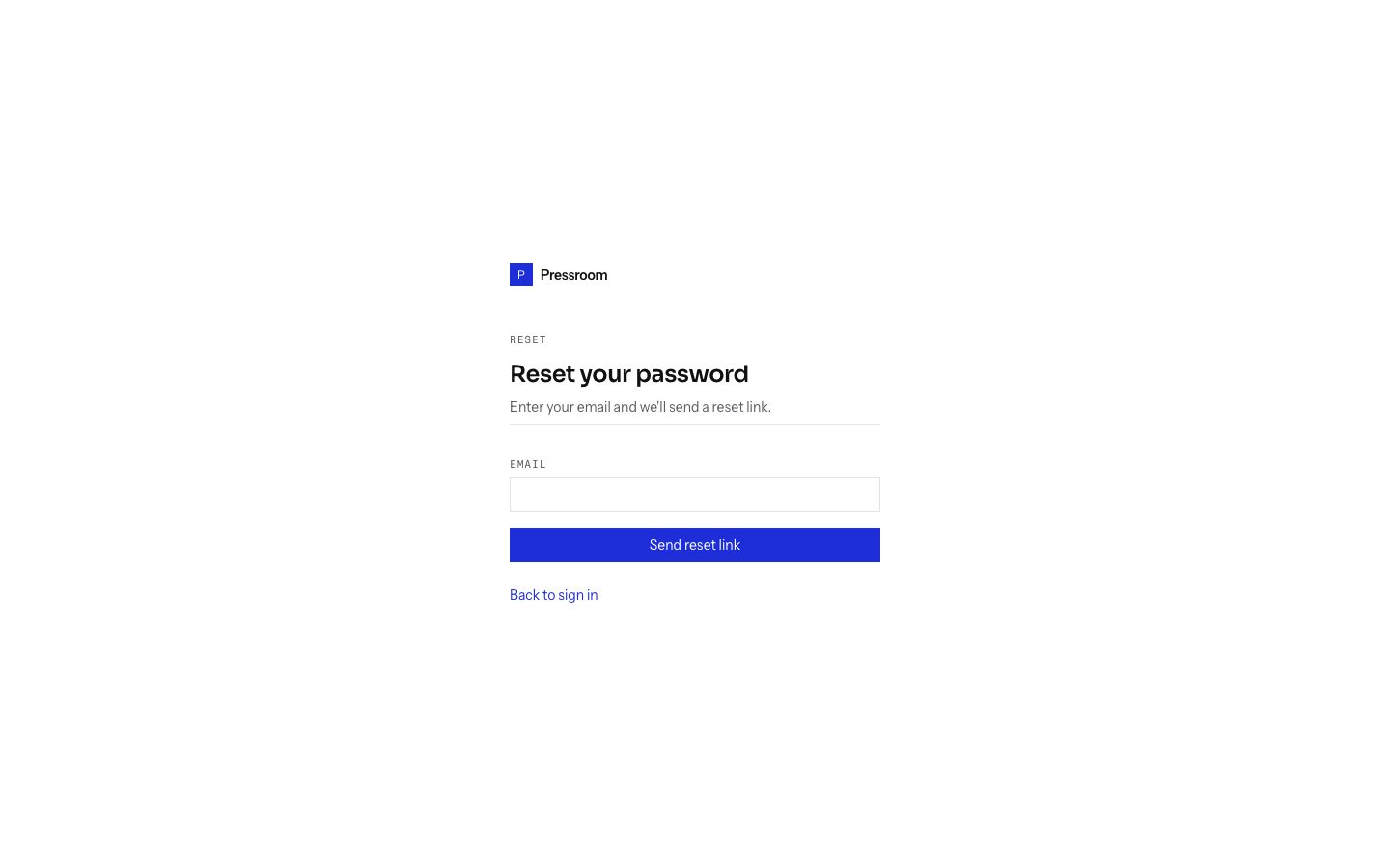 CMS Admin Dashboard Template — forgot password page screenshot