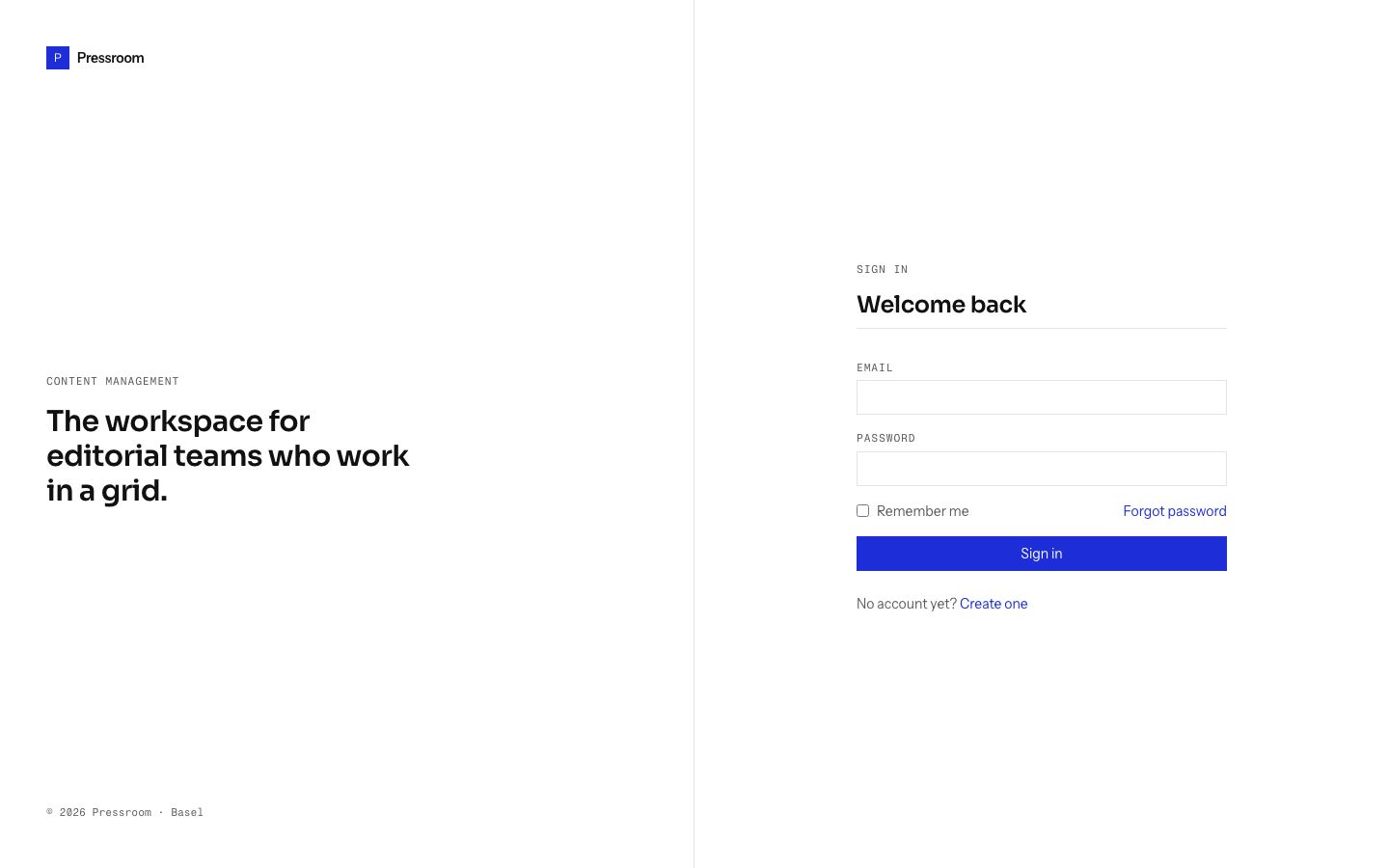 CMS Admin Dashboard Template — login page screenshot