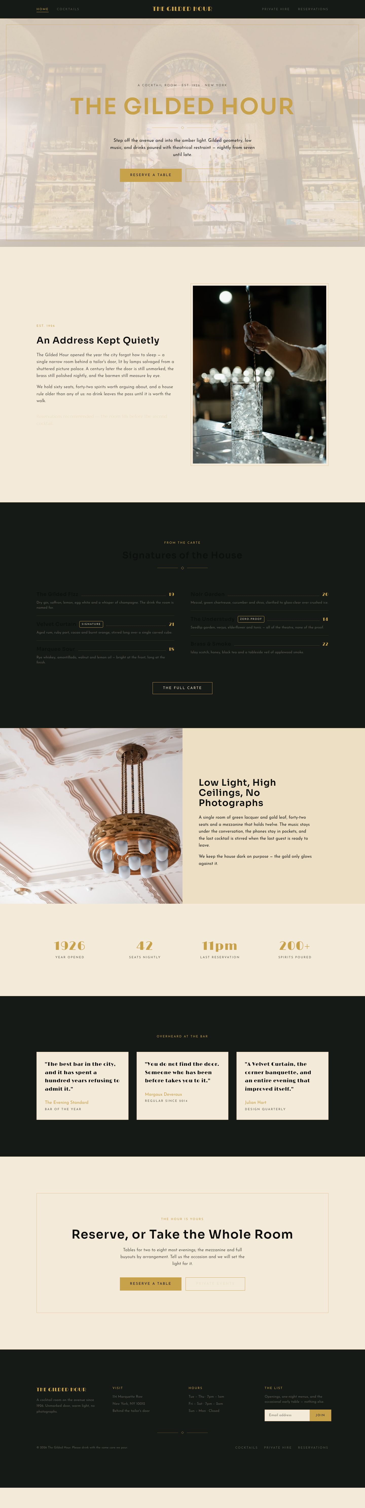 Cocktail Bar Website Template — full page preview