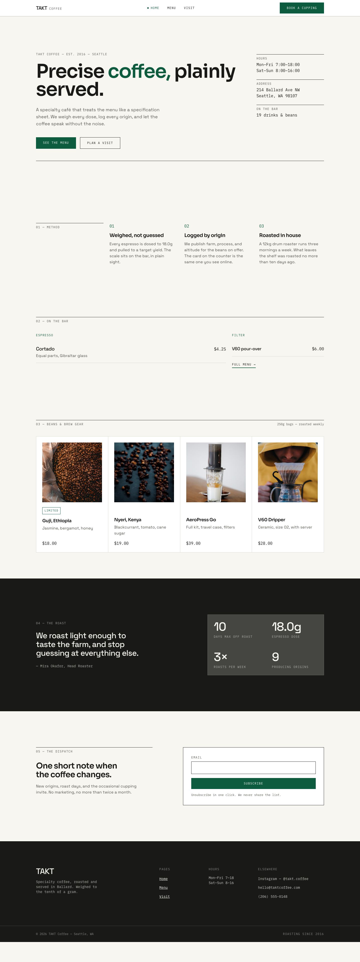 Coffee Shop Website Template — full page preview