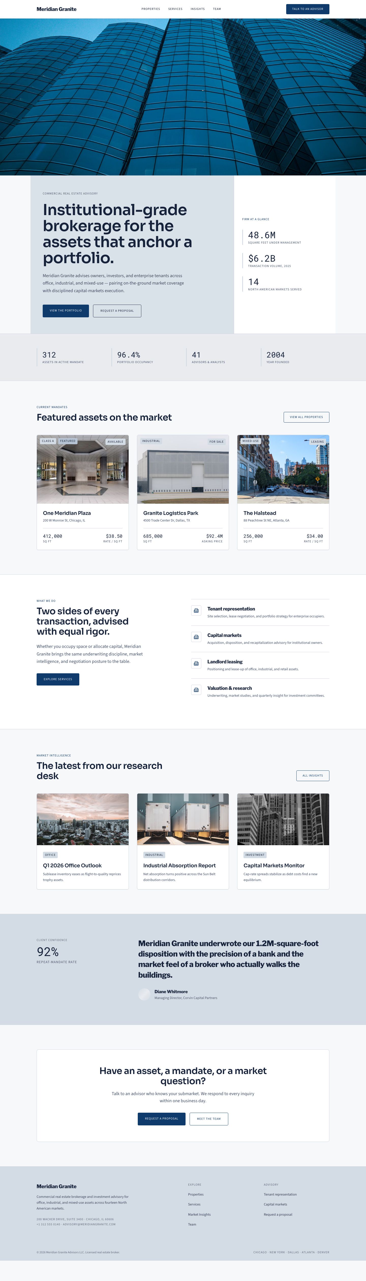Commercial Real Estate Website — full page preview