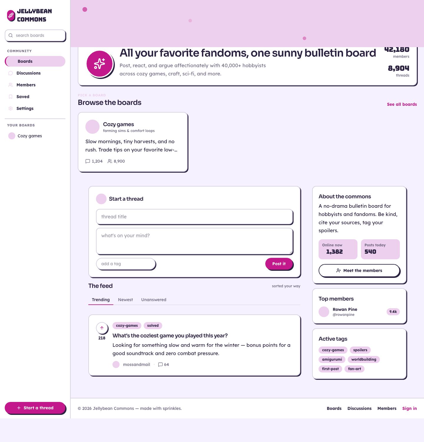 Community Forum UI Template — full page preview