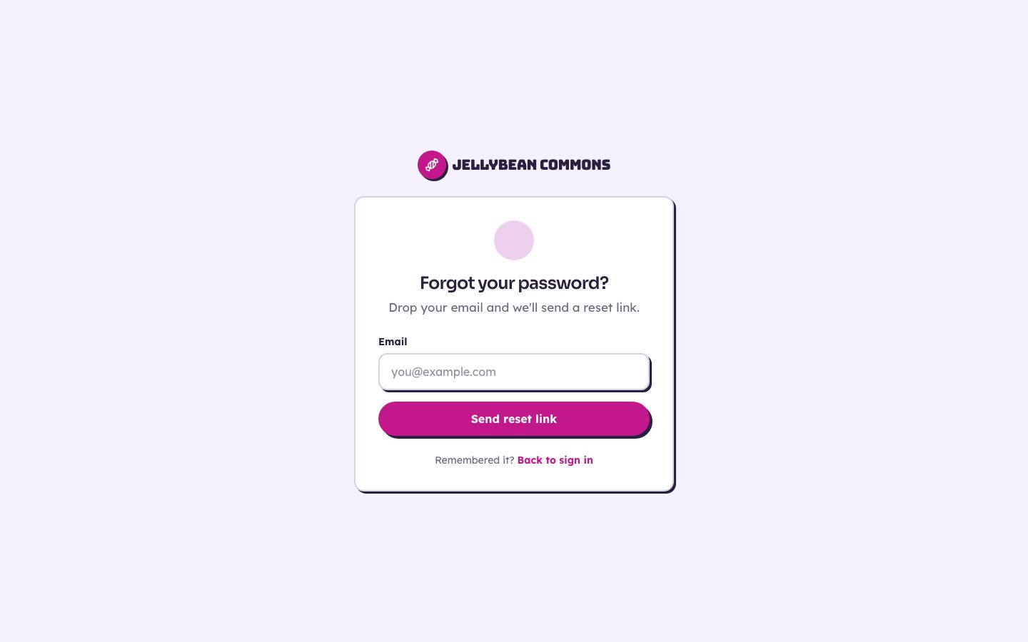 Community Forum UI Template — forgot password page screenshot