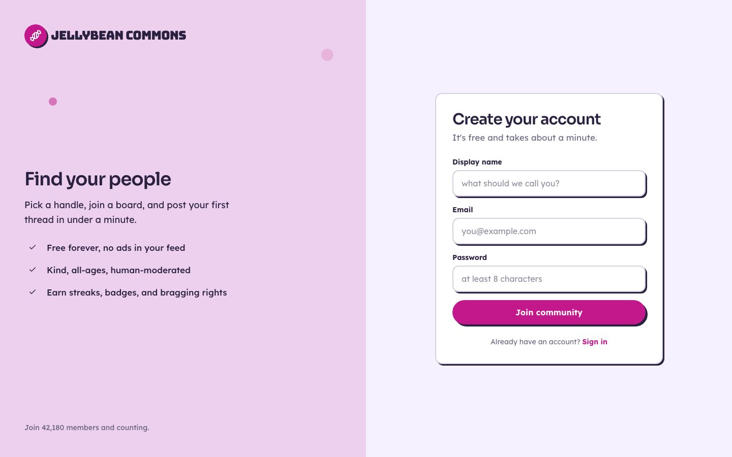 Community Forum UI Template — signup page screenshot