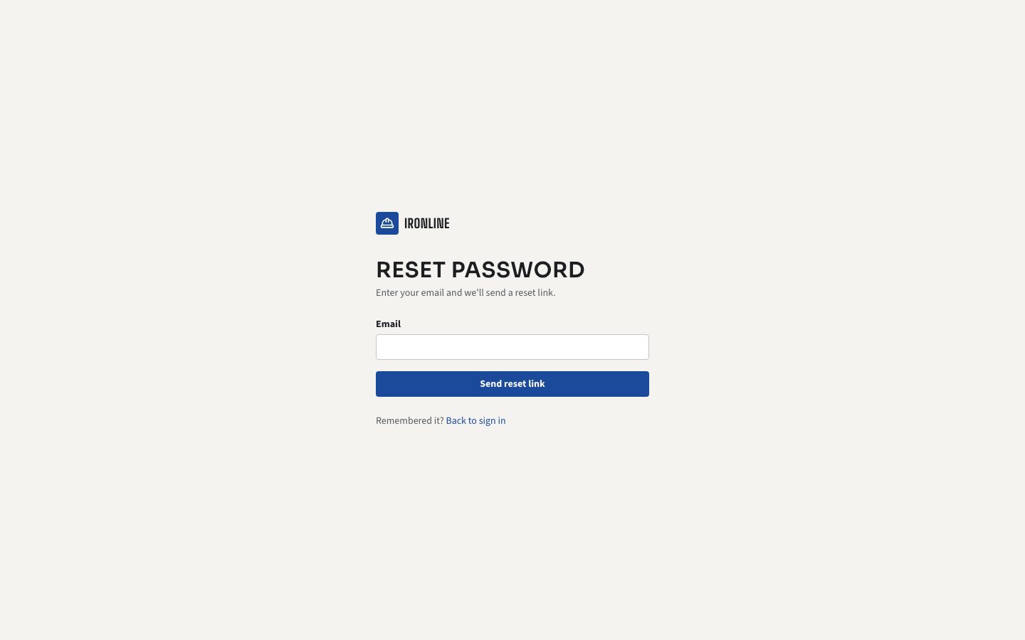Construction Management Dashboard — forgot password page screenshot