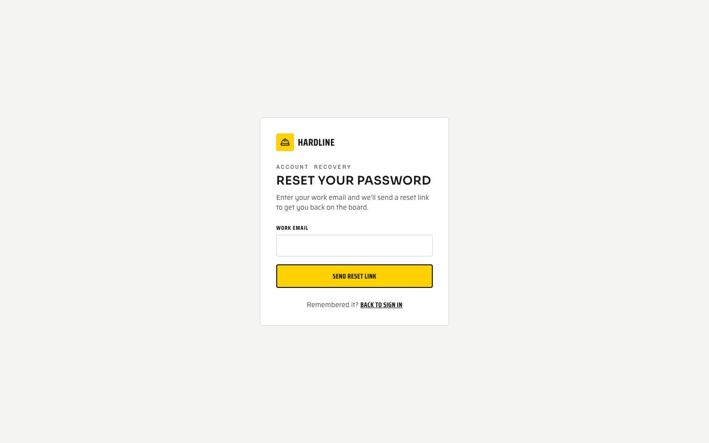 Construction PM Template — forgot password page screenshot