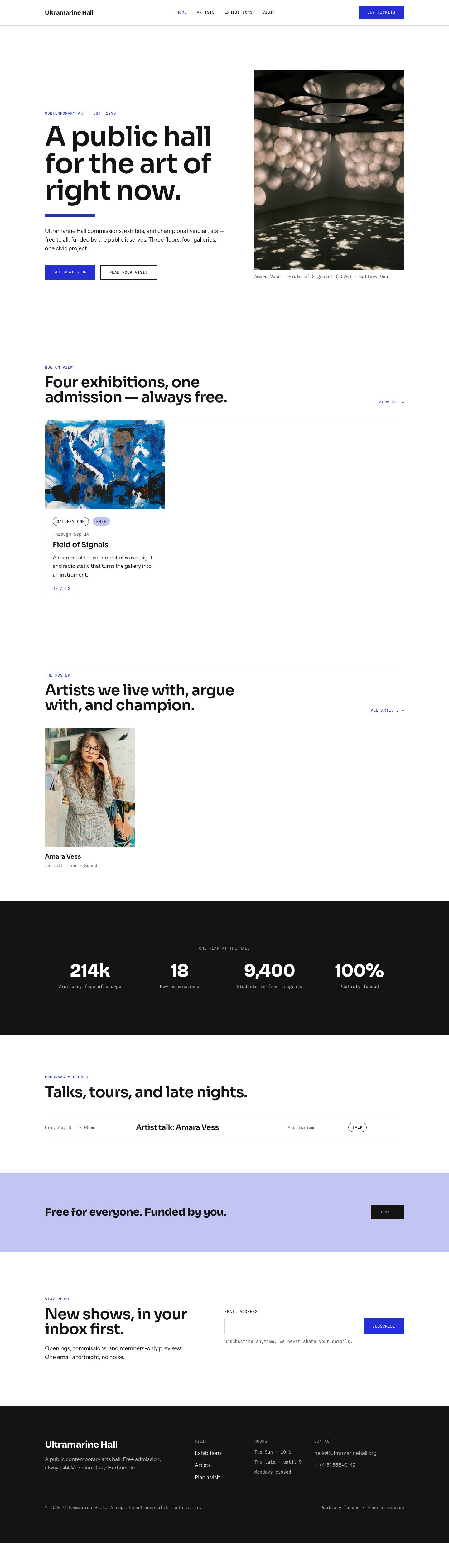 Art Gallery Website Template — full page preview