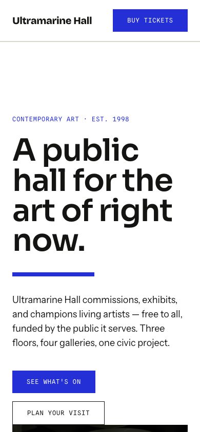 Art Gallery Website Template — responsive mobile layout