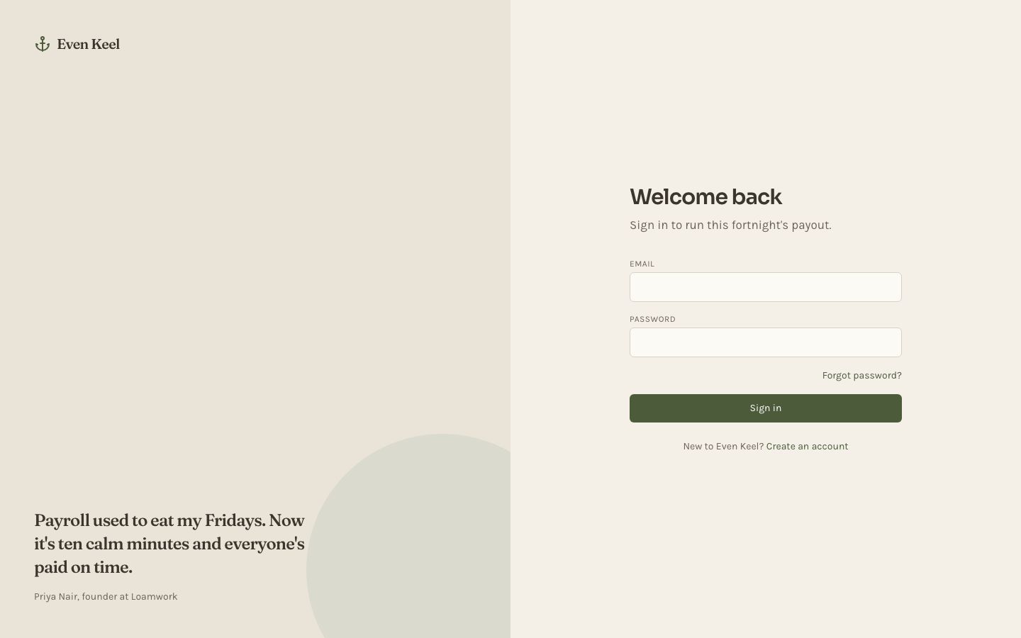 Contractor Payments Dashboard — login page screenshot