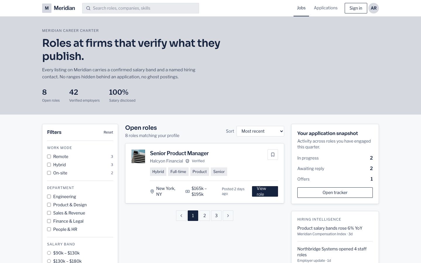 Job Board UI Template — home page screenshot