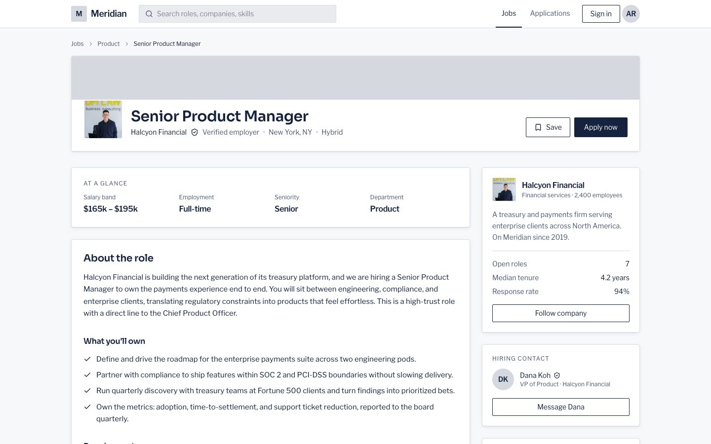 Job Board UI Template — job page screenshot