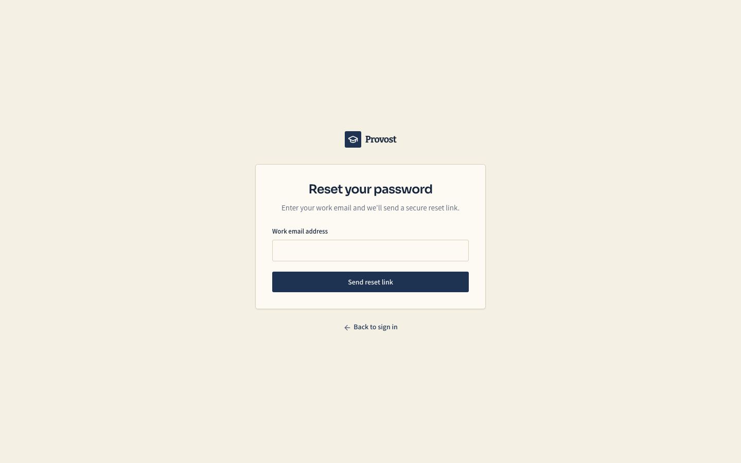 LMS Dashboard Template — forgot password page screenshot