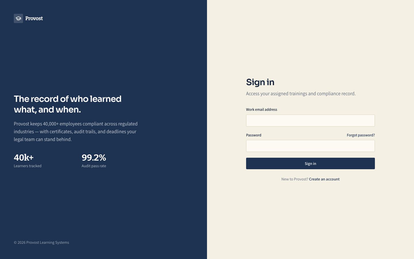 LMS Dashboard Template — login page screenshot