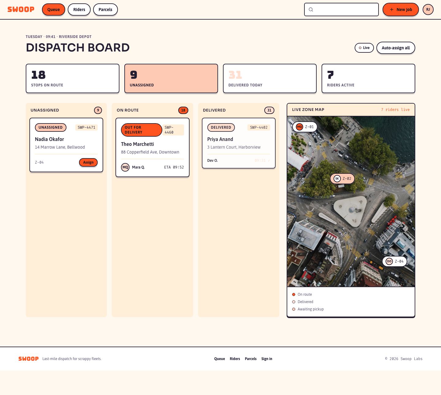 Courier Dispatch Dashboard Template — full page preview